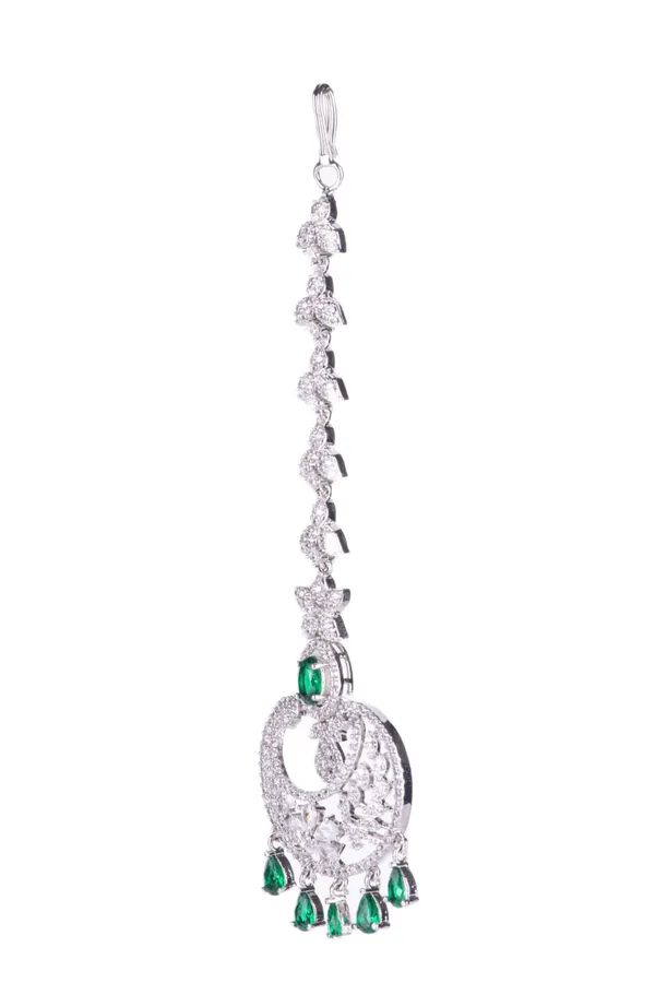 Hydro_Green_Brass_Silver_Plated_Handcrafted_Water_Resistance_CZ_Stone__Tika_For_Women