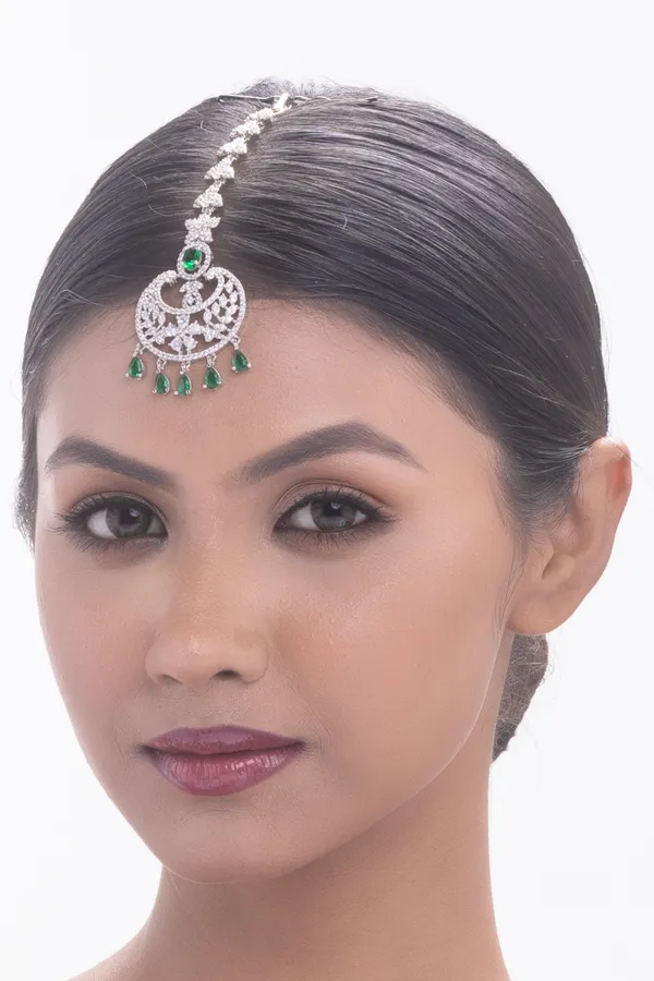 Hydro_Green_Brass_Silver_Plated_Handcrafted_Water_Resistance_CZ_Stone__Tika_For_Women