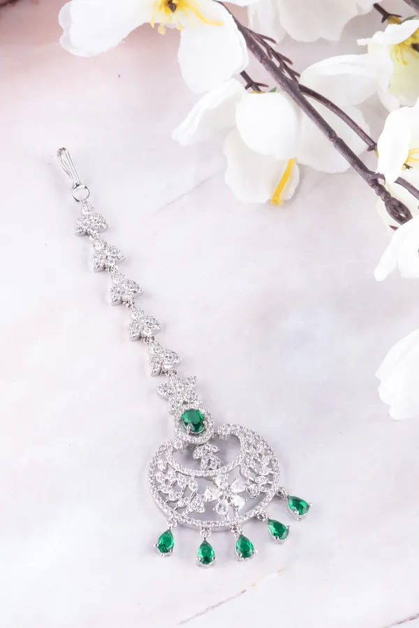 Hydro_Green_Brass_Silver_Plated_Handcrafted_Water_Resistance_CZ_Stone__Tika_For_Women