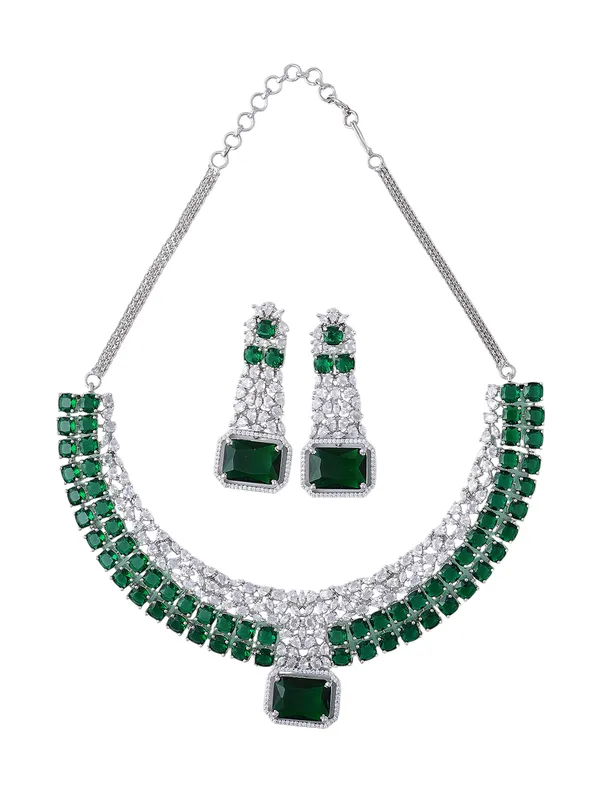 Green_Brass_Silver_Plated_Handcrafted_Water_Resistance_CZ_Stone__Necklace__Set_For_Women