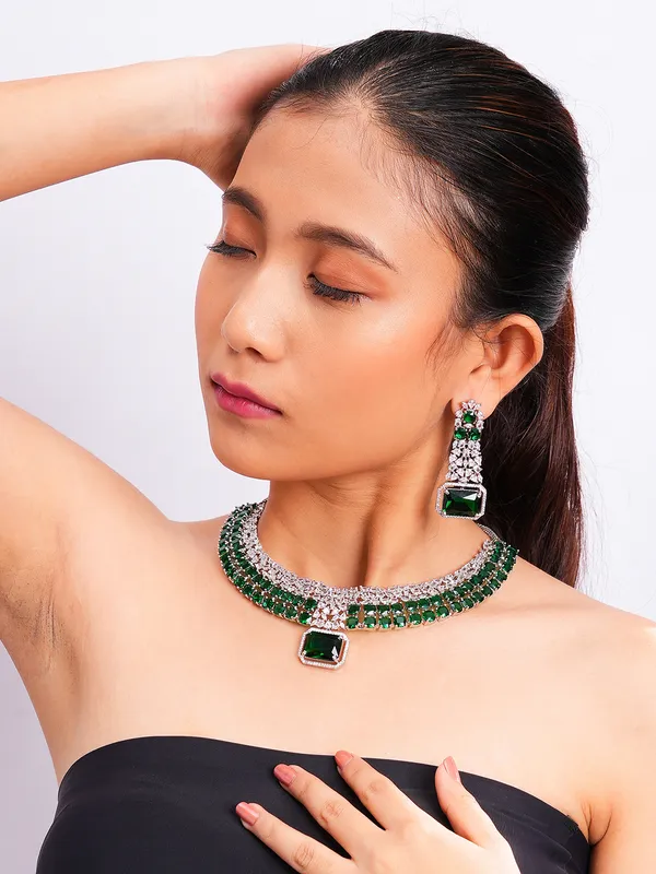 Green_Brass_Silver_Plated_Handcrafted_Water_Resistance_CZ_Stone__Necklace__Set_For_Women