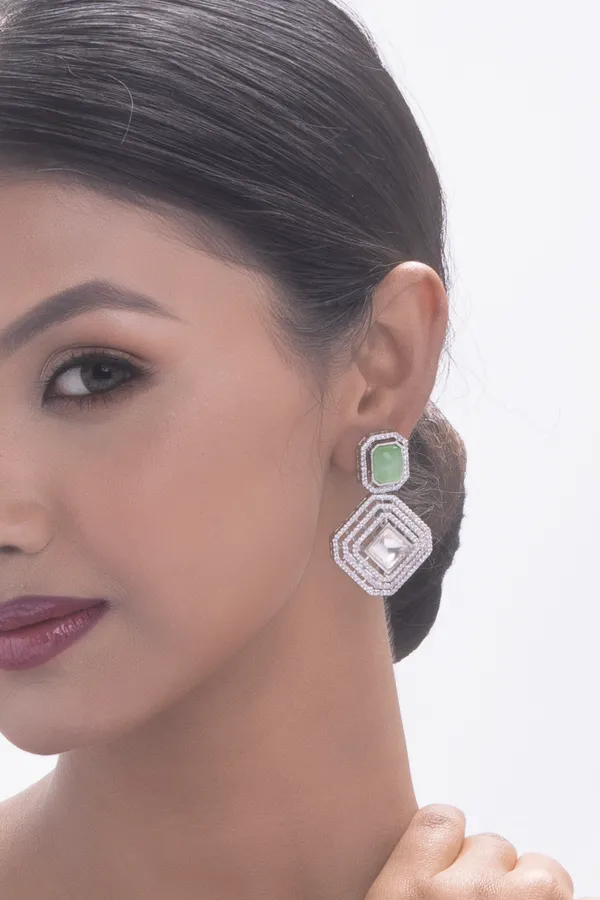 Light_Green_Pota_Brass_Kundan__Silver_Plated_Handcrafted_Water_Resistance_CZ_Stone__Earrings_For_Women
