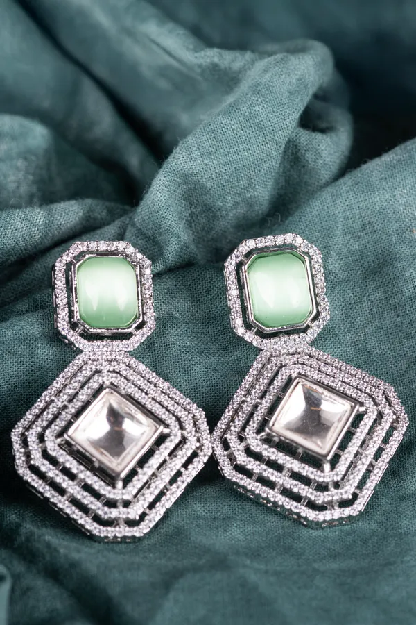 Light_Green_Pota_Brass_Kundan__Silver_Plated_Handcrafted_Water_Resistance_CZ_Stone__Earrings_For_Women
