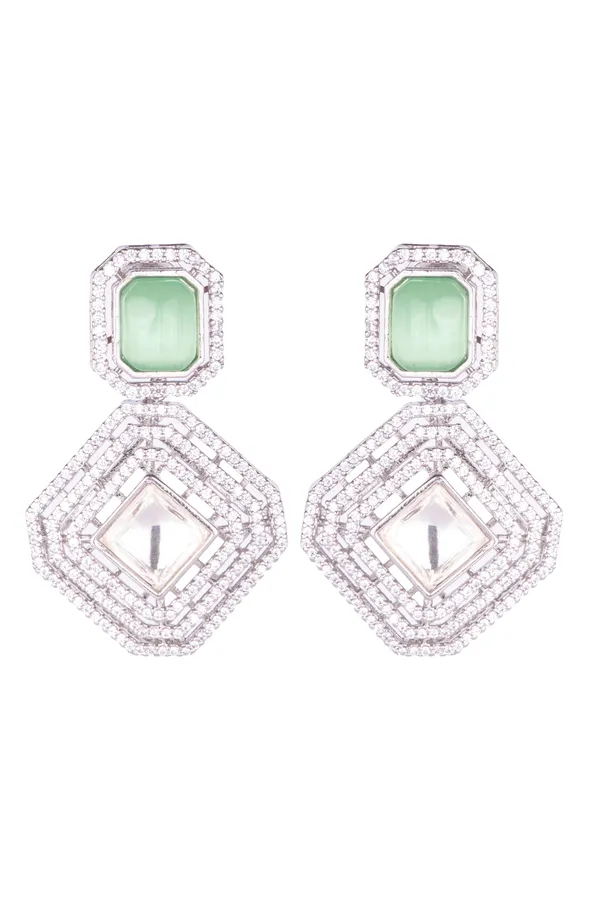 Light_Green_Pota_Brass_Kundan__Silver_Plated_Handcrafted_Water_Resistance_CZ_Stone__Earrings_For_Women