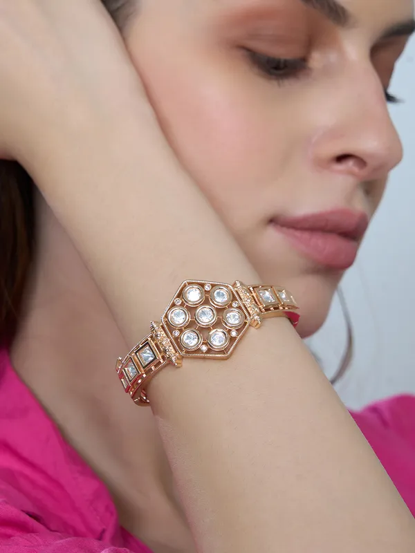 White_Brass_Gold_Plated_Handcrafted_Water_Resistance_CZ_Stone__Bracelet_For_Women