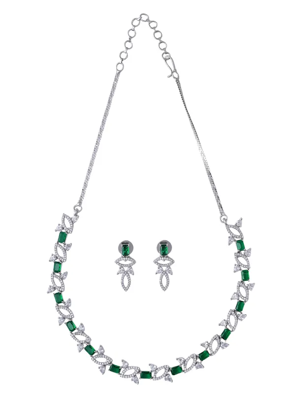 Green_Brass_Silver_Plated_Handcrafted_Water_Resistance_CZ_Stone__Necklace__Set_For_Women