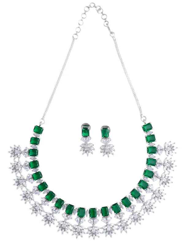 Green_Brass_Silver_Plated_Handcrafted_Water_Resistance_CZ_Stone__Necklace__Set_For_Women