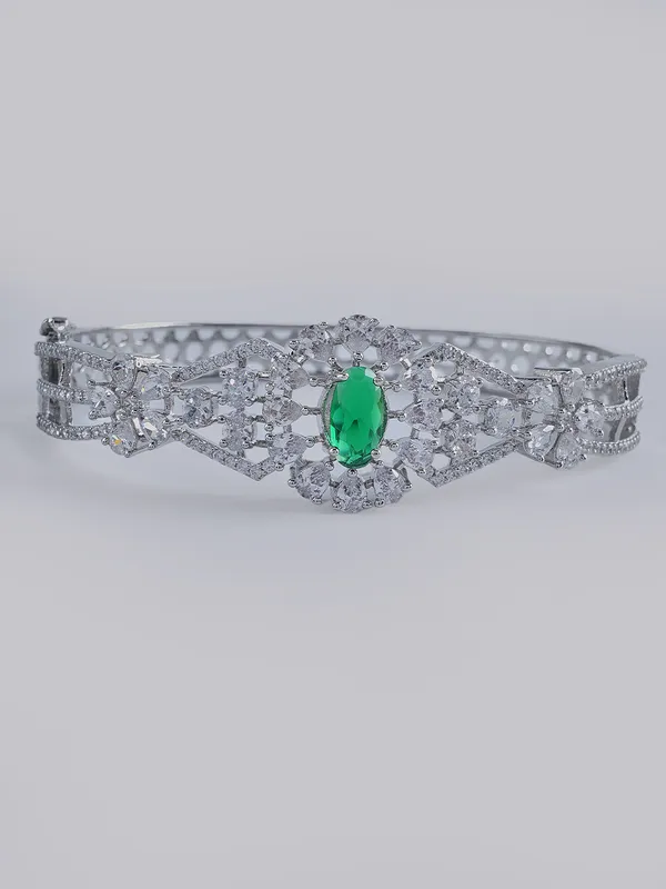 Green_Brass__Silver_Plated_Handcrafted_Water_Resistance_CZ_Stone__Bracelet_For_Women