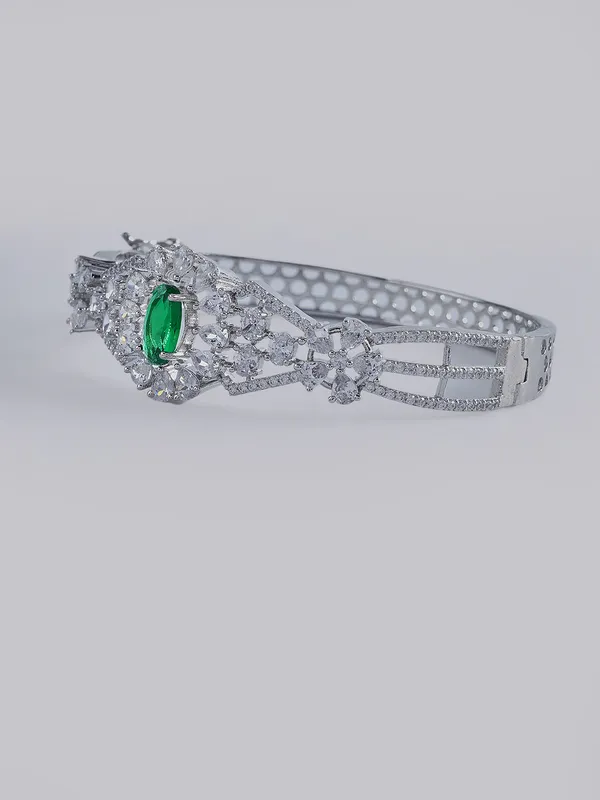 Green_Brass__Silver_Plated_Handcrafted_Water_Resistance_CZ_Stone__Bracelet_For_Women