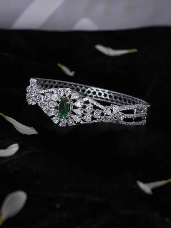 Green_Brass__Silver_Plated_Handcrafted_Water_Resistance_CZ_Stone__Bracelet_For_Women