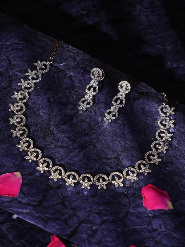 White_Brass_Silver_Plated_Handcrafted_Water_Resistance_CZ_Stone__Necklace__Set_For_Women