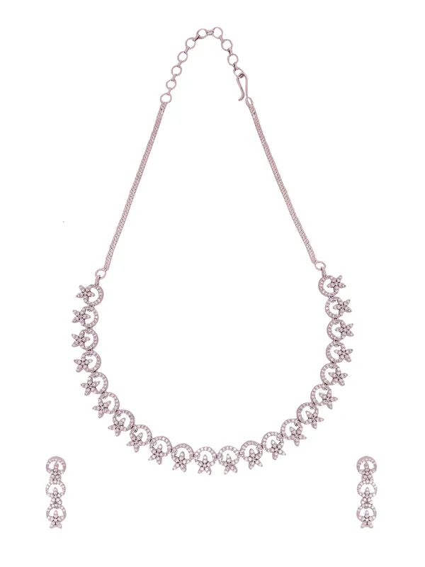 White_Brass_Silver_Plated_Handcrafted_Water_Resistance_CZ_Stone__Necklace__Set_For_Women