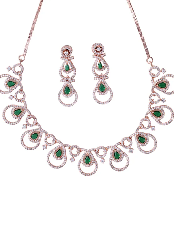 Green_Brass__Rose_Gold__Handcrafted_Water_Resistance_CZ_Stone__Necklace__Set_For_Women