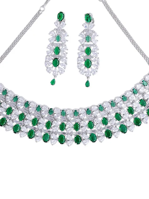 Green_Brass_Silver_Plated_Handcrafted_Water_Resistance_CZ_Stone___Chocker_Set_For_Women