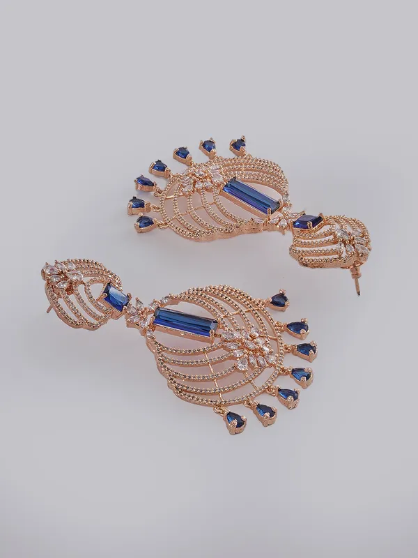 Blue_Brass_Rose_Gold__Handcrafted_Water_Resistance_CZ_Stone__Earrings_For_Women