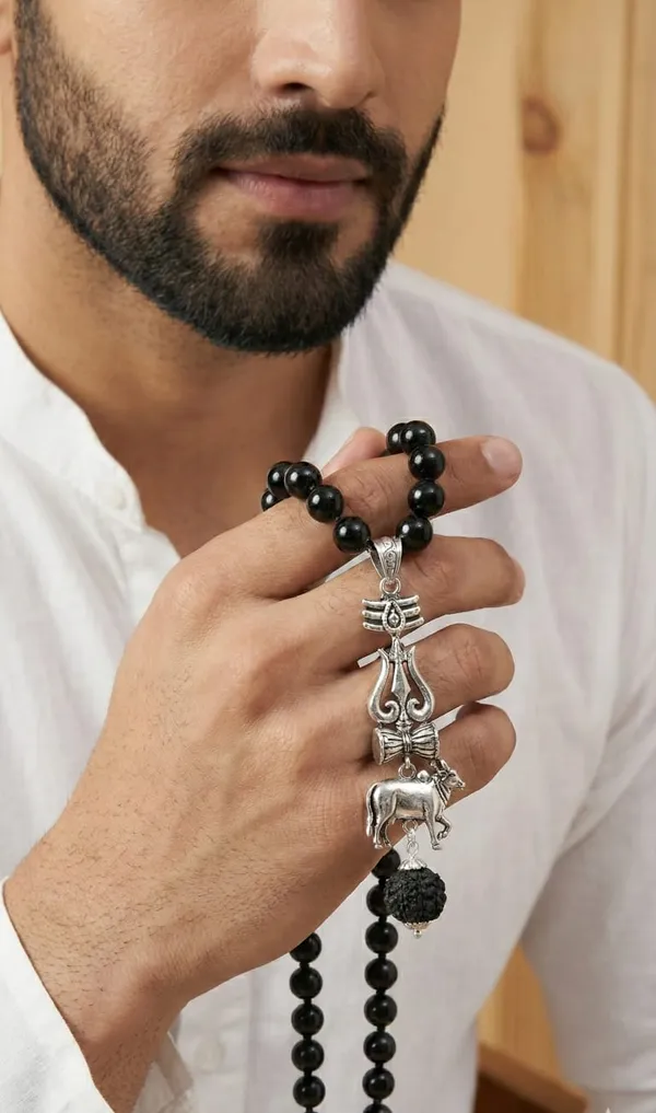 Authentic_Black_Karungali_Beads_Mala_With_Silver_Plated_Shiva_Parivar_Locket_Necklace