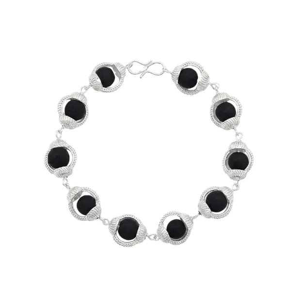Ringry_Karungali_Malai_Bracelet_With_10_Beads_Black_Ebony_Wood_With_Silver_Cap_For_Men_&_Women