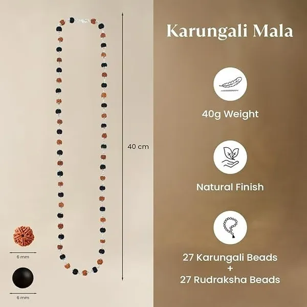 Rudraksha_&_Karungali_Malai_|_Original_54_Beads_Ebony_Wood_Rudraksha_Mala_With_Silver_Caps_For_Men_&_Women