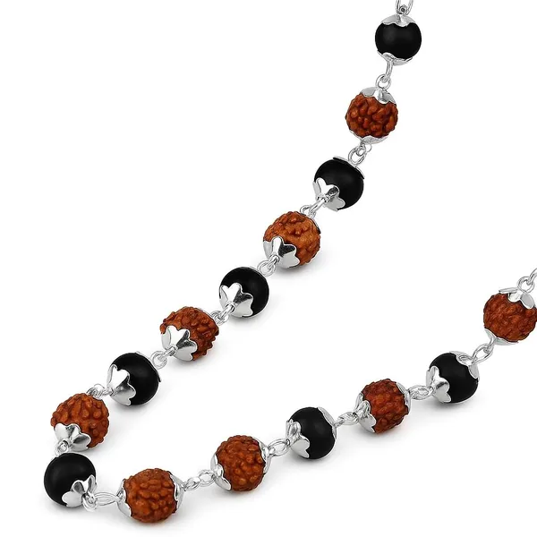 Rudraksha_&_Karungali_Malai_|_Original_54_Beads_Ebony_Wood_Rudraksha_Mala_With_Silver_Caps_For_Men_&_Women