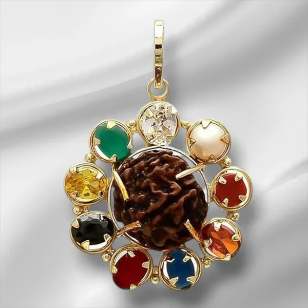 Multicolor_Ashtadhatu_Metal_5_Face_Nepali_Rudraksh_With_Synthetic_Navratan_Pendant_For_Men_&_Women