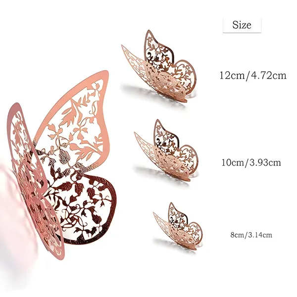 Pack_Of_12_Pink_Metallic_Finish_3D_Butterfly_Wall_Stickers_|_For_Home_Decor