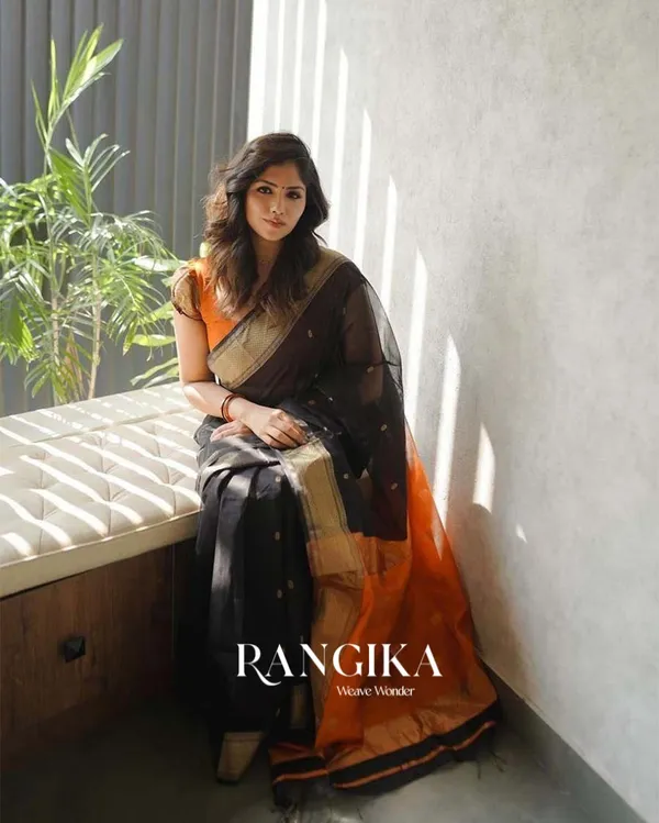 Black_Color_Premium_Cotton_Silk_Saree_With_Classy_Blouse_and_tassels