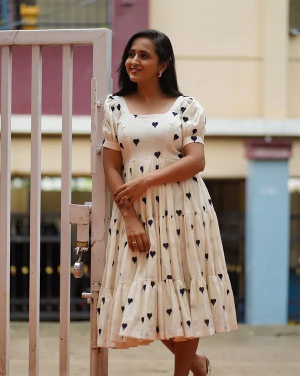 White_Pure_Cotton_One_Piece_Dress_Fully_Stitched_-_Black_Heart_Ready_To_Wear_For_Women