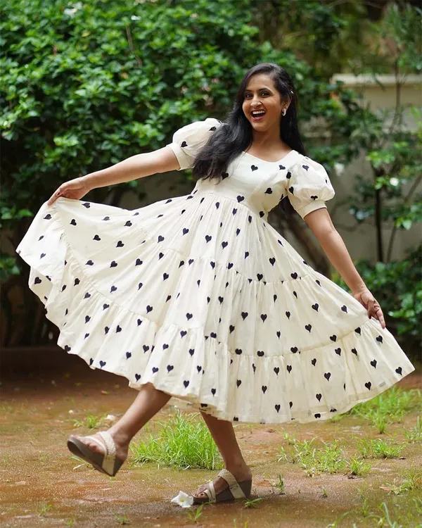 White_Pure_Cotton_One_Piece_Dress_Fully_Stitched_-_Black_Heart_Ready_To_Wear_For_Women