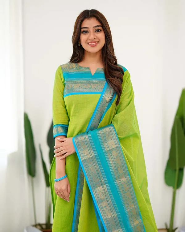 Green_Cotton_Salwar_With_Dupatta_For_Women