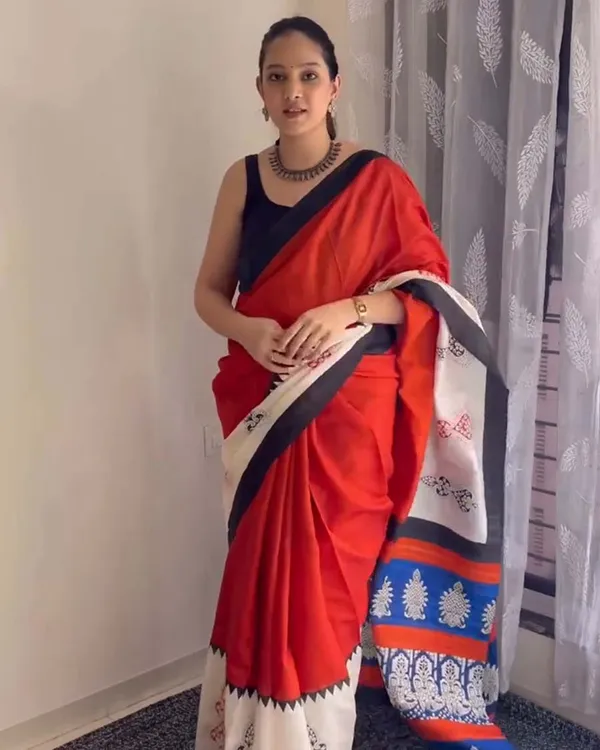 Ruby_Fade_-_Red_Linen_Saree_with_Black_Highlights_&_Blouse