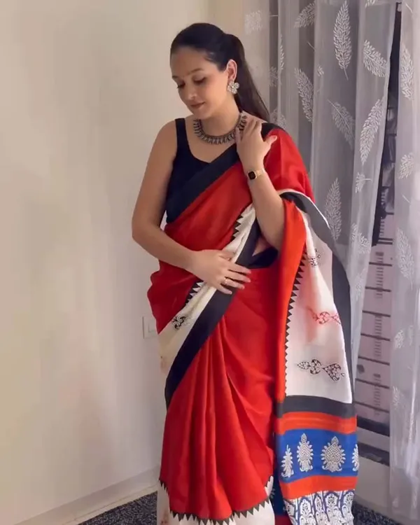 Ruby_Fade_-_Red_Linen_Saree_with_Black_Highlights_&_Blouse