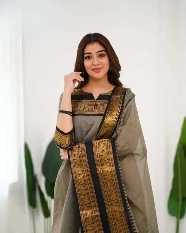 Grey_Cotton_Salwar_With_Dupatta_For_Women