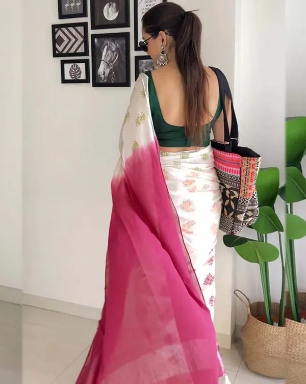 Garden_Glow_-_White_1-Minute_Ready_to_Wear_Saree_with_Green_Blouse_and_All-Over_Flowers