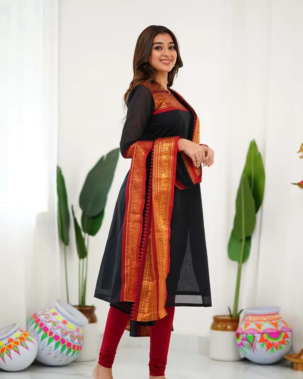 Black_Cotton_Salwar_With_Dupatta_For_Women