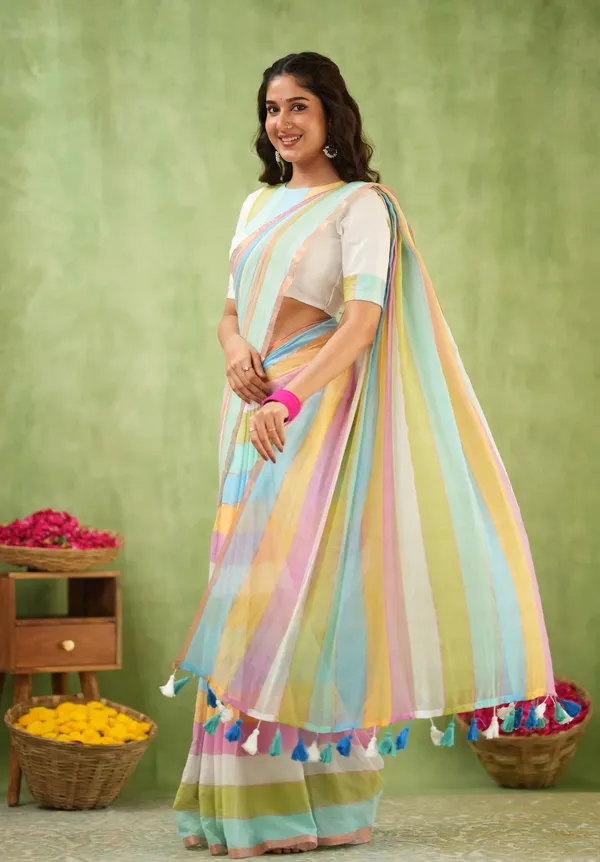 Pastel_Multicolor_Striped_Mulmul_Cotton_Saree_Saree_with_Blouse_Piece