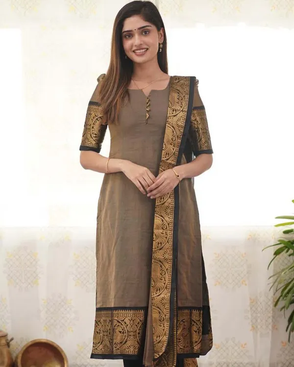 Grey_Cotton_Salwar_With_Dupatta_For_Women