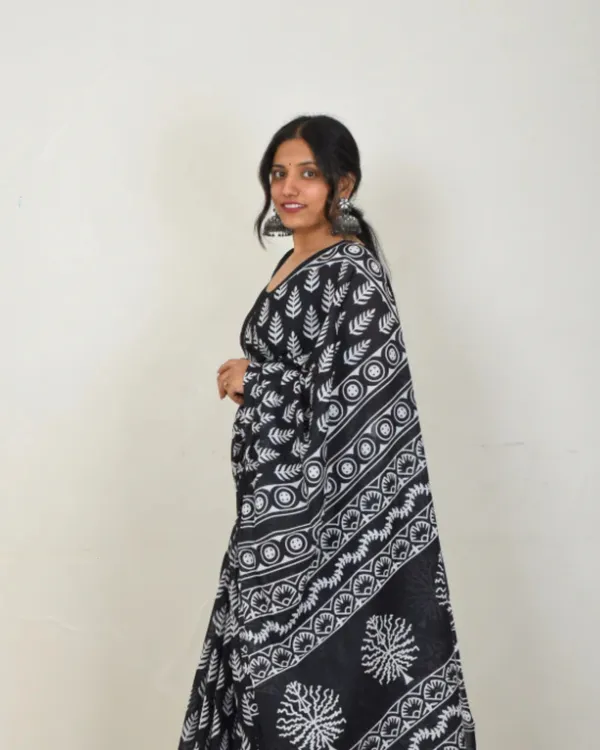 Black_Color_1_-_Minute_Ready_to_Wear_Mulmul_Cotton_Saree_with_Blouse_Piece