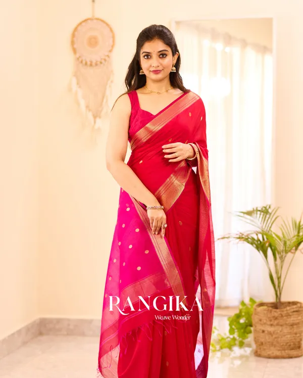 Pink_Color_Premium_Cotton_Silk_Saree_With_Classy_Blouse_and_tassels