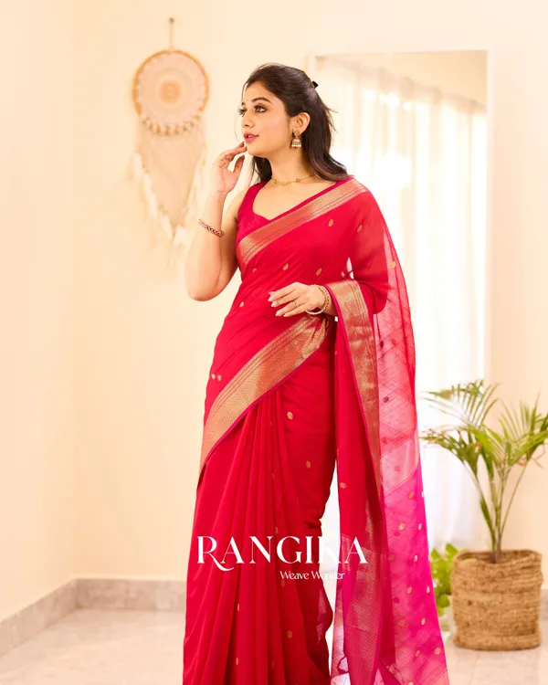 Pink_Color_Premium_Cotton_Silk_Saree_With_Classy_Blouse_and_tassels