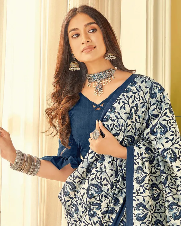 White_and_Blue_Color_1_-_Minute_Ready_to_Wear_Mulmul_Cotton_Saree_with_Blouse_Piece