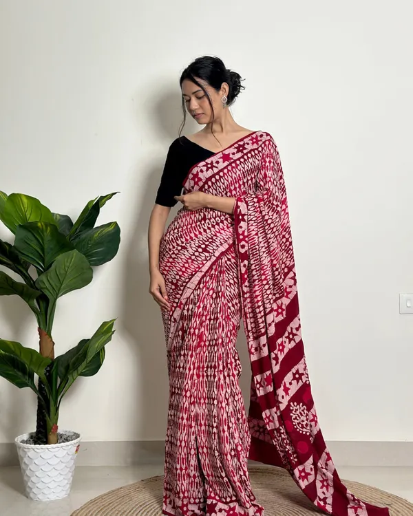 Maroon__Color_1_Minute_Ready_To_Wear_Mulmul_Cotton_Digital_Printed_Saree_With_Pocket