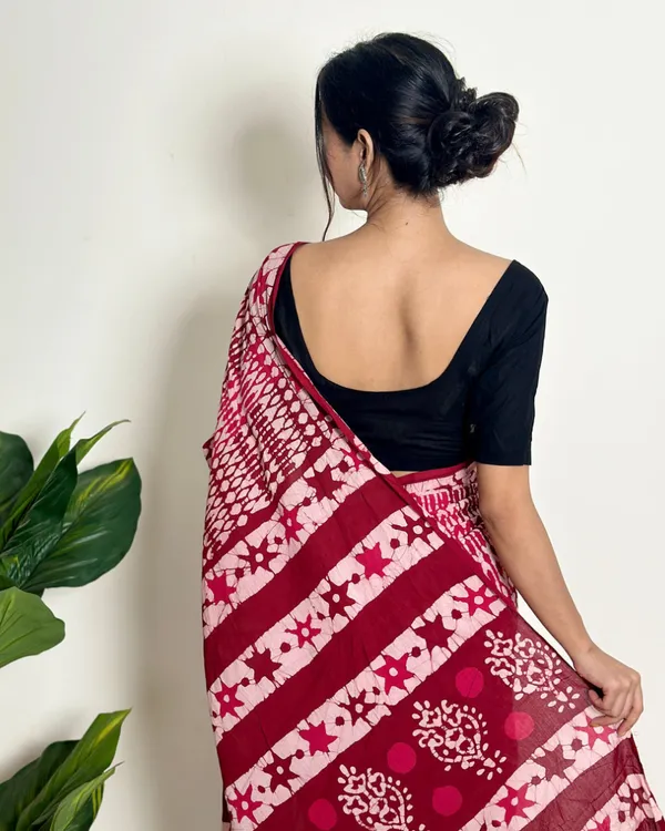 Maroon__Color_1_Minute_Ready_To_Wear_Mulmul_Cotton_Digital_Printed_Saree_With_Pocket