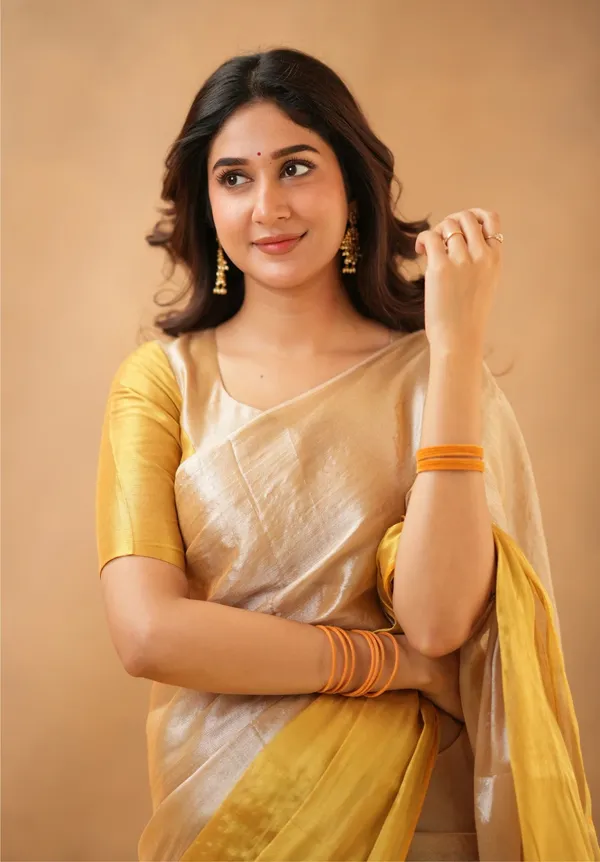 Elegant_Golden_Tissue_Cotton_Saree_with_Matching_Blouse_Piece