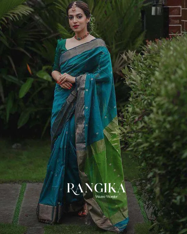 Rama_Color_Premium_Cotton_Silk_Saree_With_Classy_Blouse_and_tassels