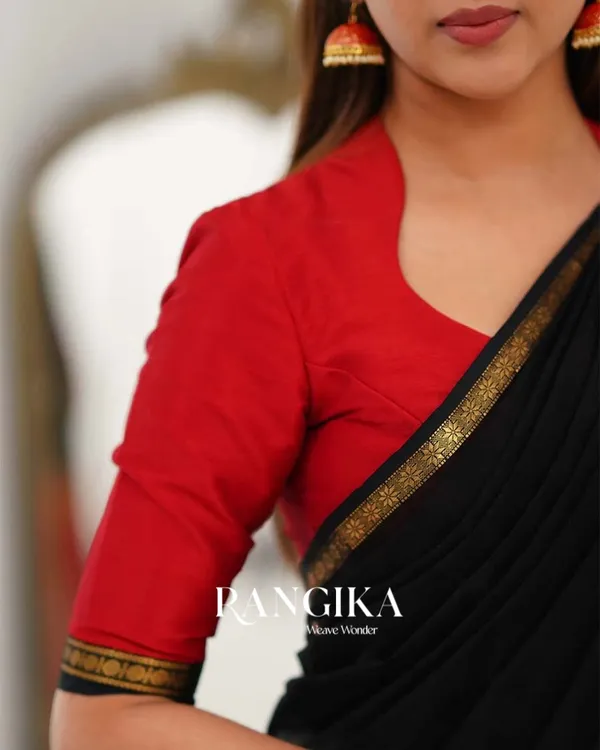 Black_Color_Premium_Cotton_Silk_Saree_With_Classy_Blouse_and_tassels