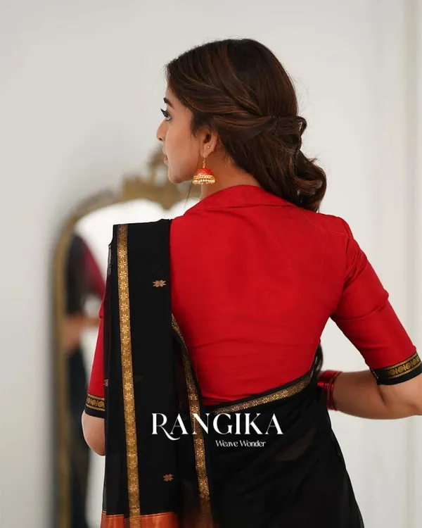 Black_Color_Premium_Cotton_Silk_Saree_With_Classy_Blouse_and_tassels