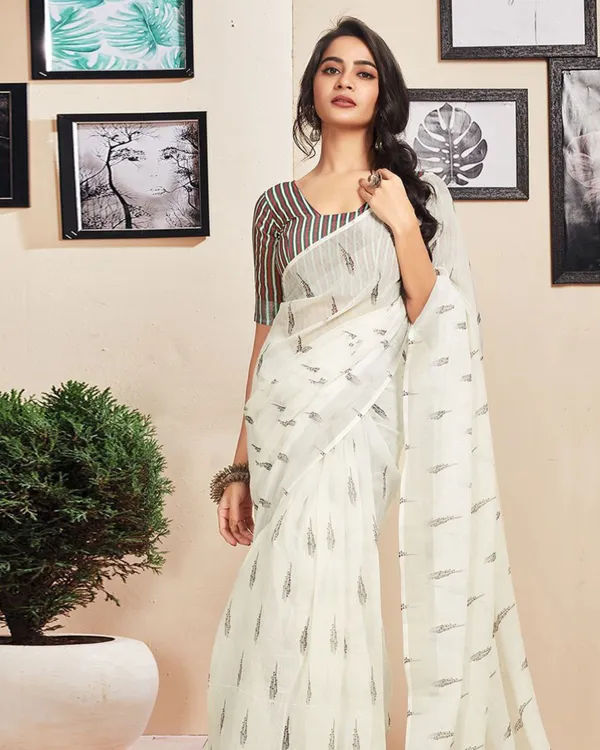 White_Color_1_-_Minute_Ready_to_Wear_Mulmul_Cotton_Saree_with_Blouse_Piece