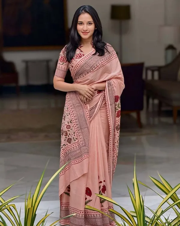 Rosy_Rani_-_Rani_Pink_Linen_Saree_with_Matching_Blouse_Piece