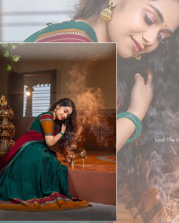 Green_And_Maroon_Kanchipuram_Zari_Weaving_Half_Saree_With_Blouse___Silk_Dupatta