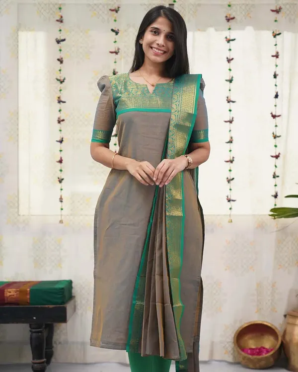 Grey_Cotton_Salwar_With_Dupatta_For_Women